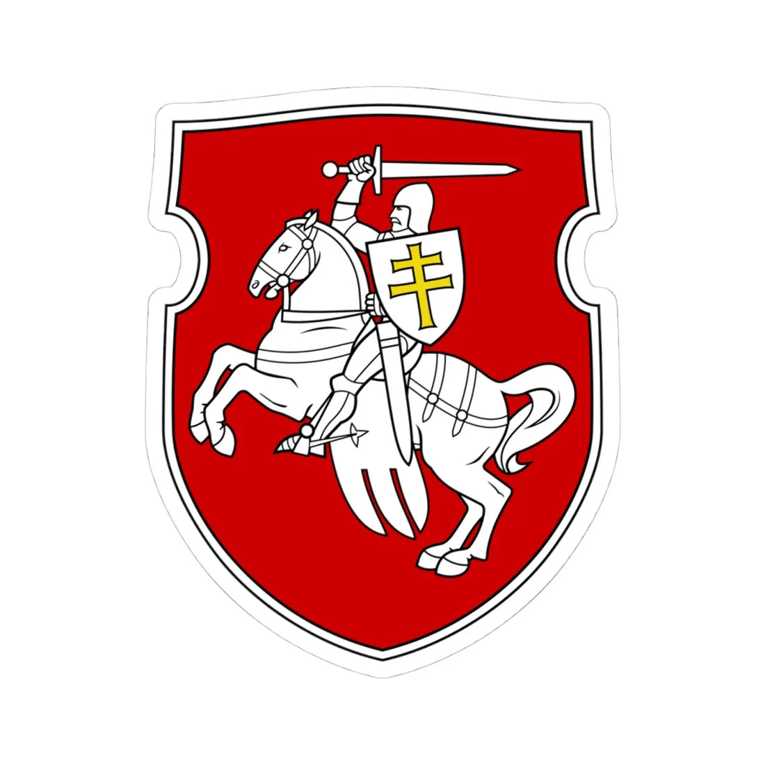 Pahonia-light double black contour-golden cross (Belarus) (Coat of Arms) STICKER Vinyl Kiss-Cut Decal 4 Inch White - The Sticker Space