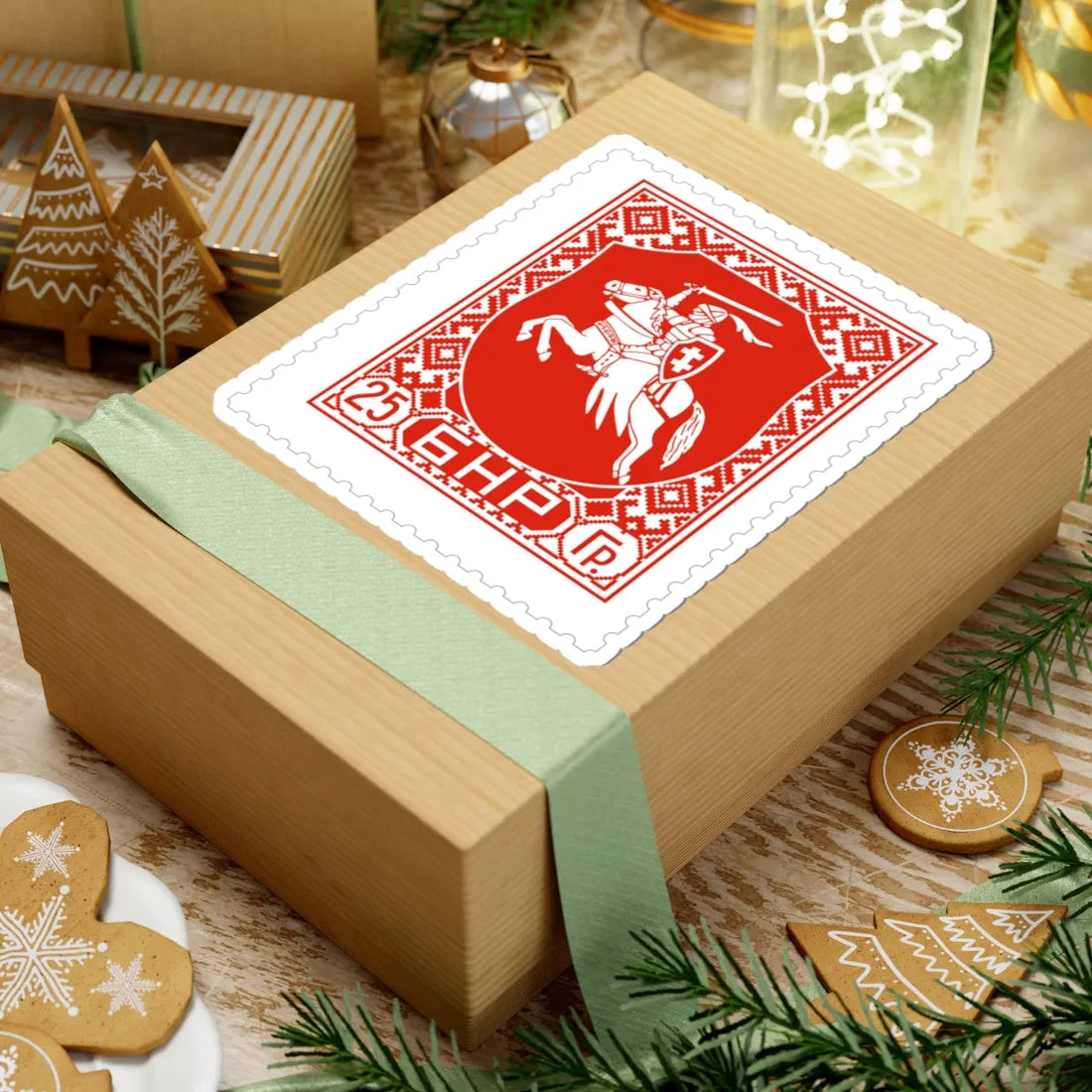 Pahonia red 25 Groschen Stamp of Belarusian Peoples Republic (Belarus) (Coat of Arms) STICKER Vinyl Kiss-Cut Decal - The Sticker Space