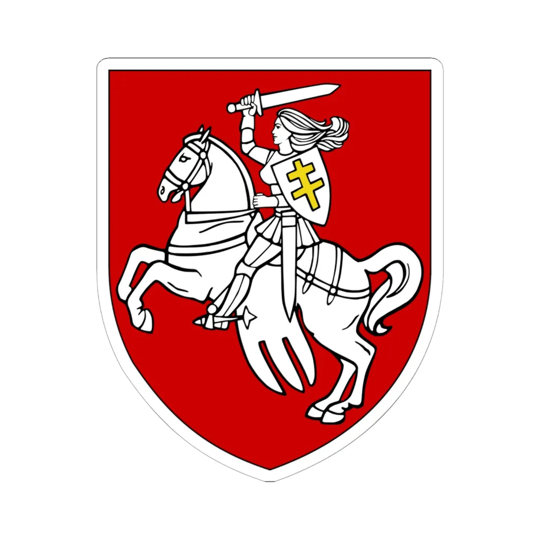 Pahonia womens version (Belarus) (Coat of Arms) STICKER Vinyl Kiss-Cut Decal 6 Inch White - The Sticker Space