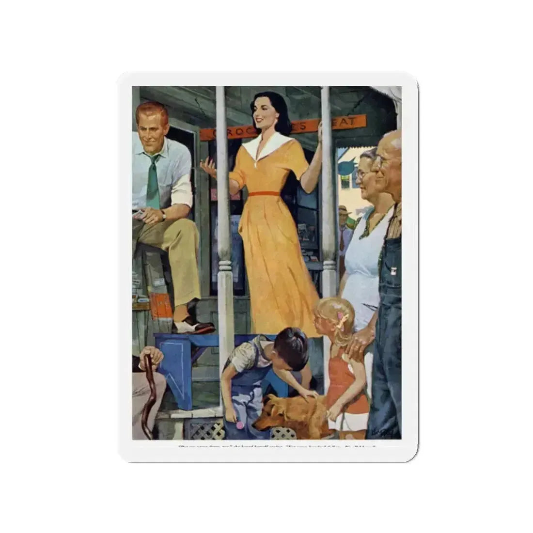 Paid in Full, Redbook, July 1951 (Magazine Illustration) Refrigerator Magnet 2 Inch Die-Cut - The Sticker Space