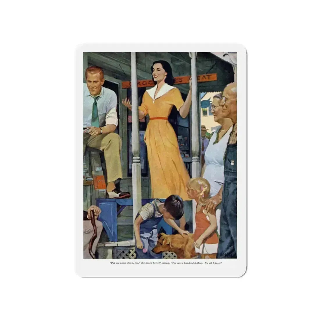 Paid in Full, Redbook, July 1951 (Magazine Illustration) Refrigerator Magnet 3 Inch Die-Cut - The Sticker Space