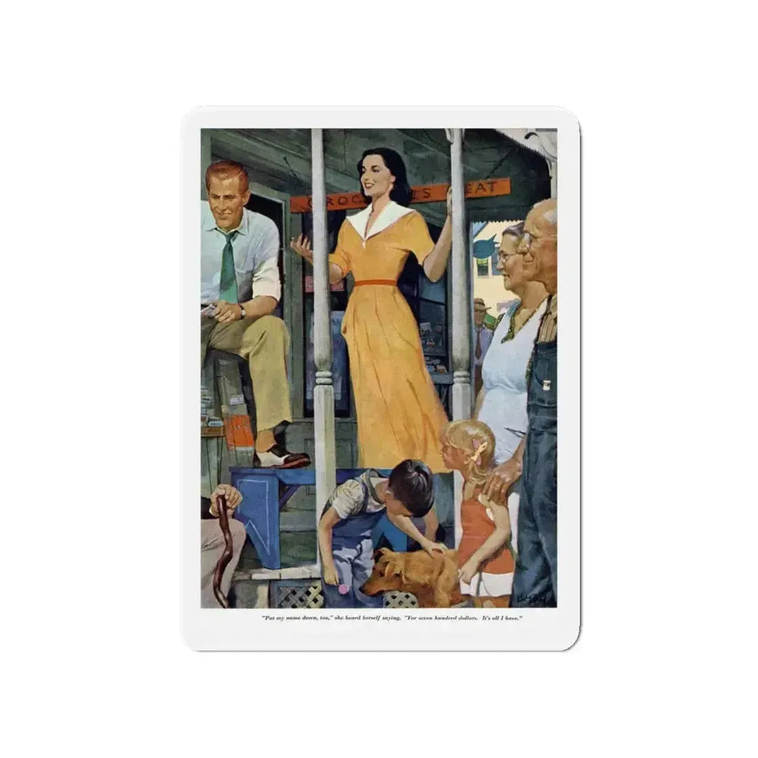 Paid in Full, Redbook, July 1951 (Magazine Illustration) Refrigerator Magnet 4 Inch Die-Cut - The Sticker Space