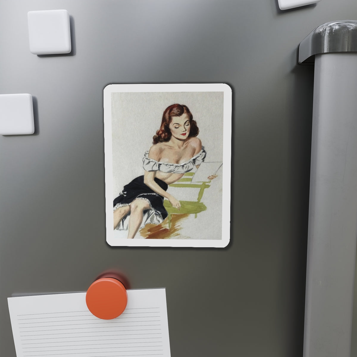 Painting by Eddie Chan (Magazine Illustration) Refrigerator Magnet-The Sticker Space