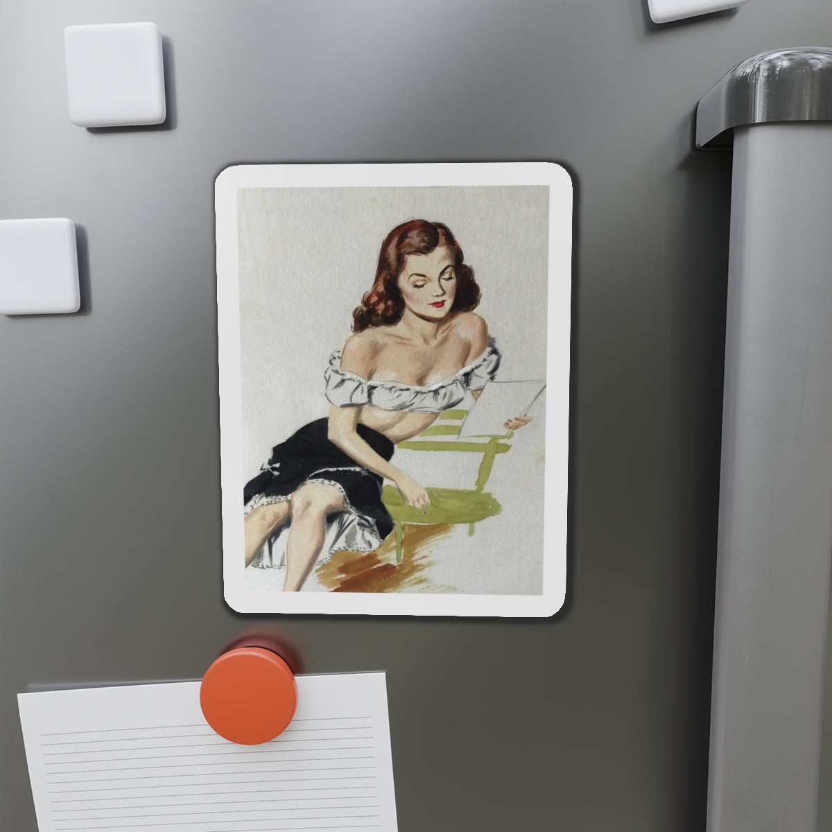 Painting by Eddie Chan (Magazine Illustration) Refrigerator Magnet-The Sticker Space