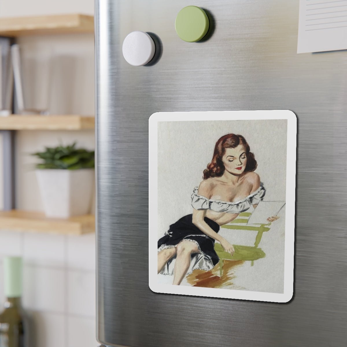 Painting by Eddie Chan (Magazine Illustration) Refrigerator Magnet-The Sticker Space