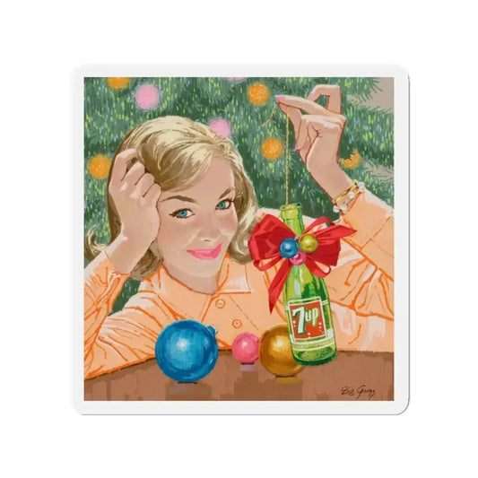 Pair of advertisements 2 (Magazine Illustration) Refrigerator Magnet 2 Inch Die-Cut - The Sticker Space