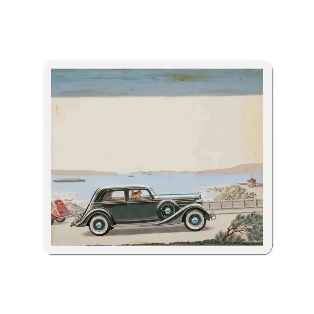 Pair of car advertisements (1) (Magazine Illustration) Refrigerator Magnet 3 Inch Die-Cut - The Sticker Space