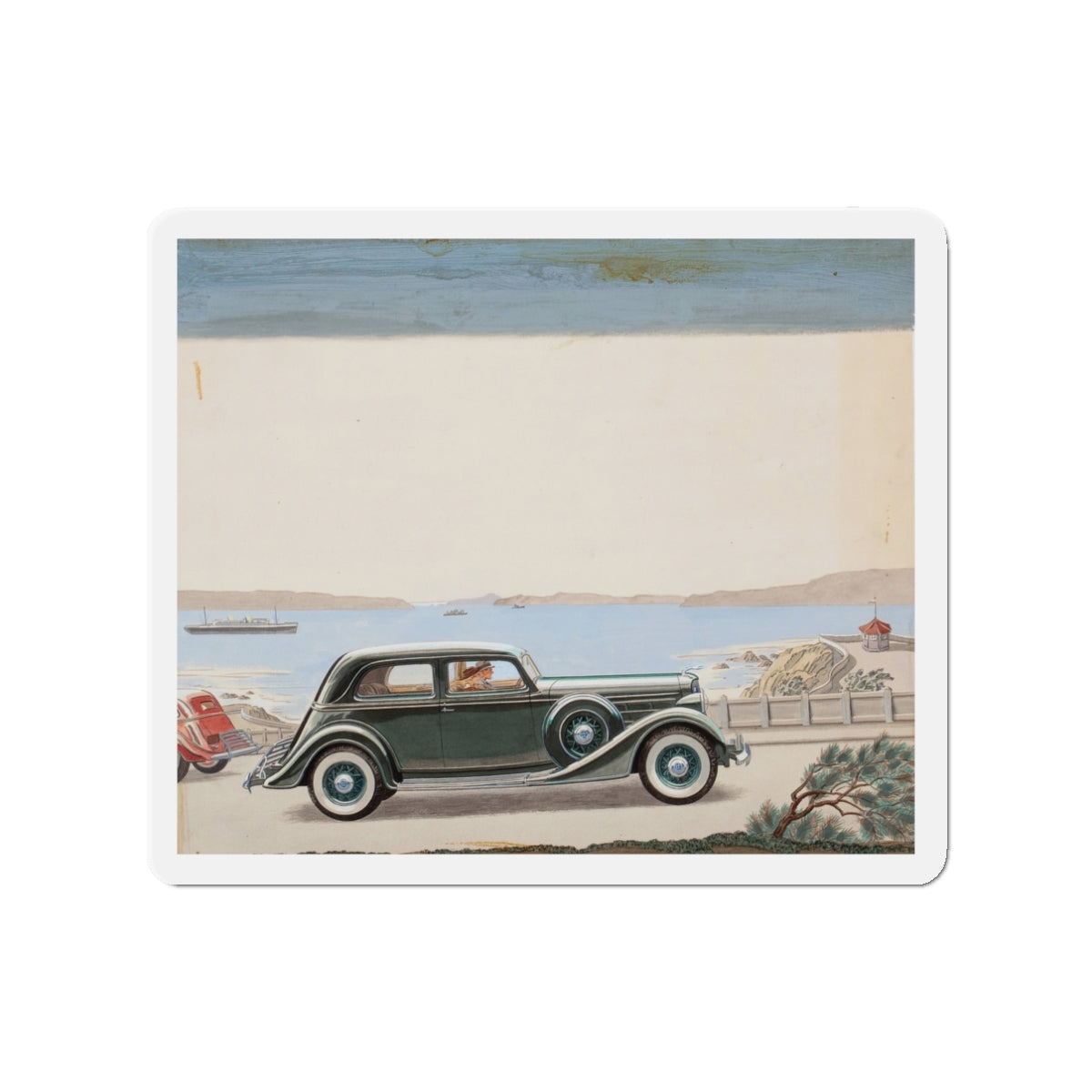 Pair of car advertisements (1) (Magazine Illustration) Refrigerator Magnet-3" x 3"-The Sticker Space