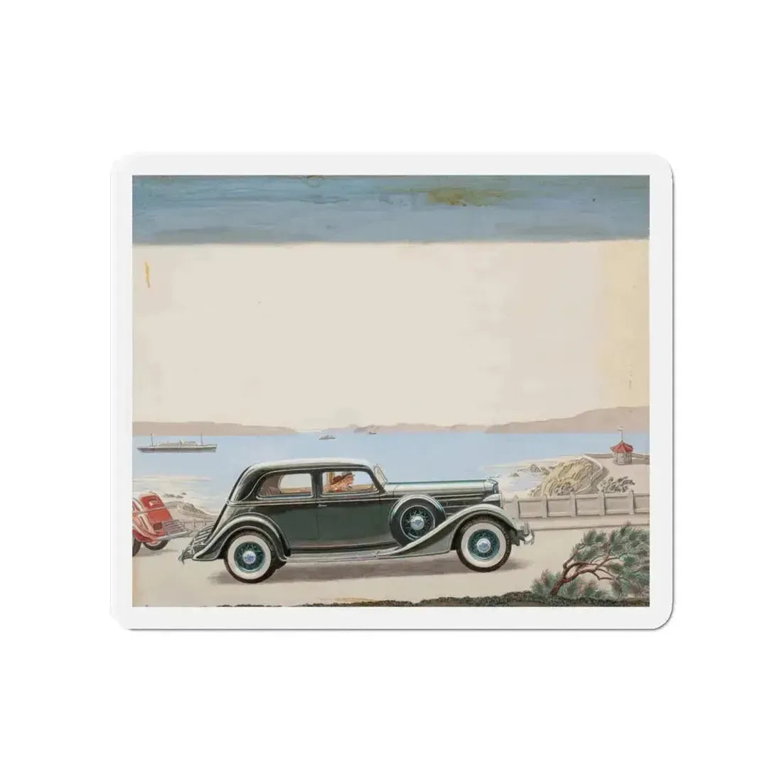Pair of car advertisements (1) (Magazine Illustration) Refrigerator Magnet 4 Inch Die-Cut - The Sticker Space