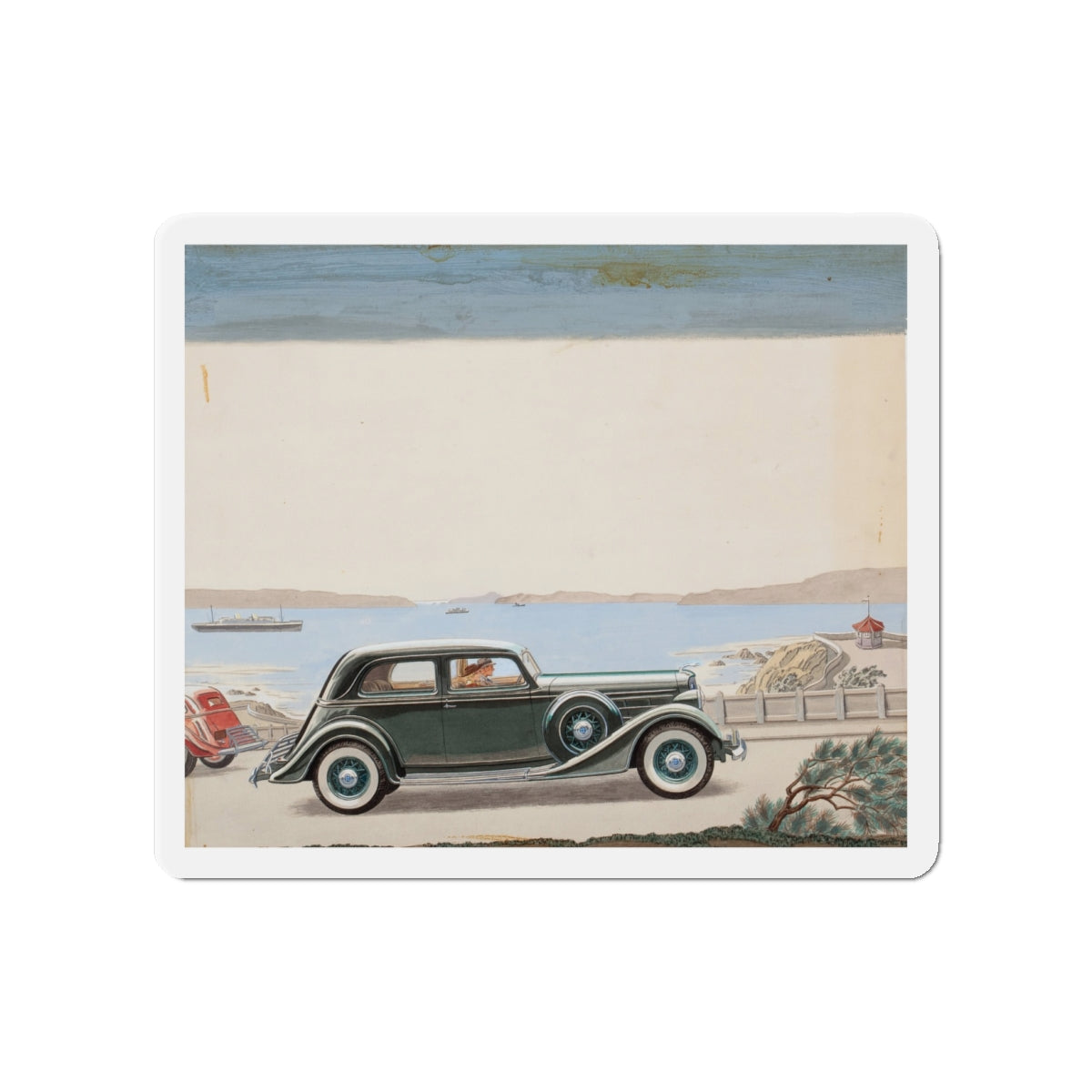 Pair of car advertisements (1) (Magazine Illustration) Refrigerator Magnet-4" x 4"-The Sticker Space