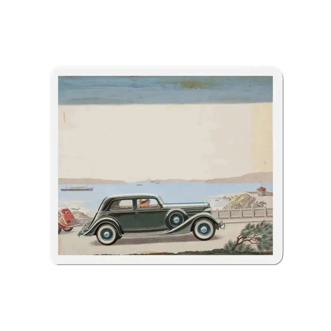 Pair of car advertisements (1) (Magazine Illustration) Refrigerator Magnet 5 Inch Die-Cut - The Sticker Space