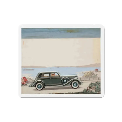 Pair of car advertisements (1) (Magazine Illustration) Refrigerator Magnet 5 Inch Die-Cut - The Sticker Space