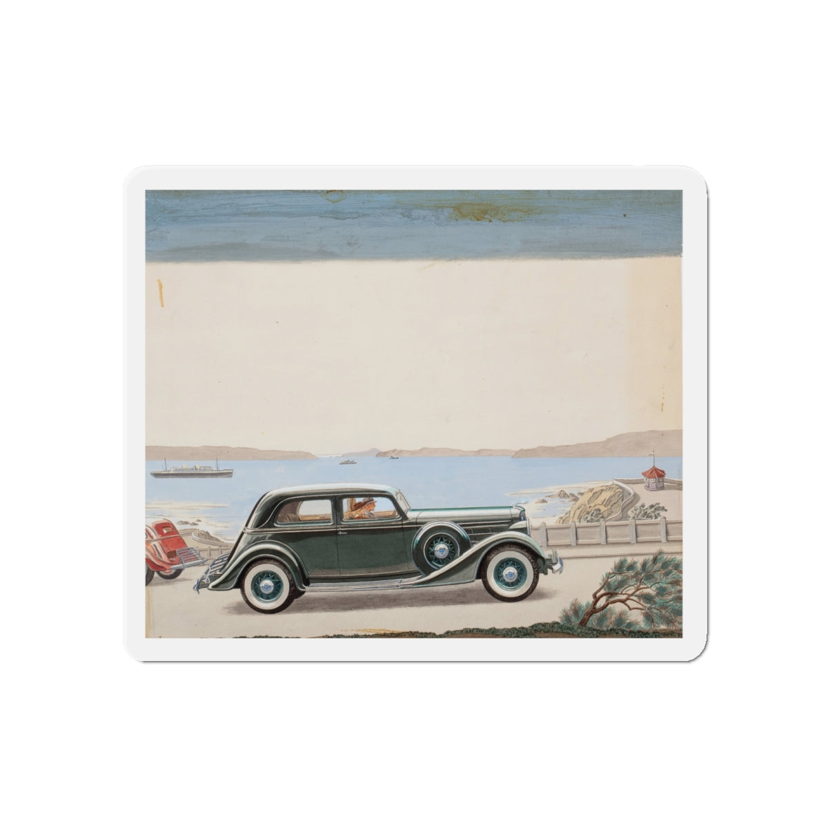 Pair of car advertisements (1) (Magazine Illustration) Refrigerator Magnet-5" x 5"-The Sticker Space