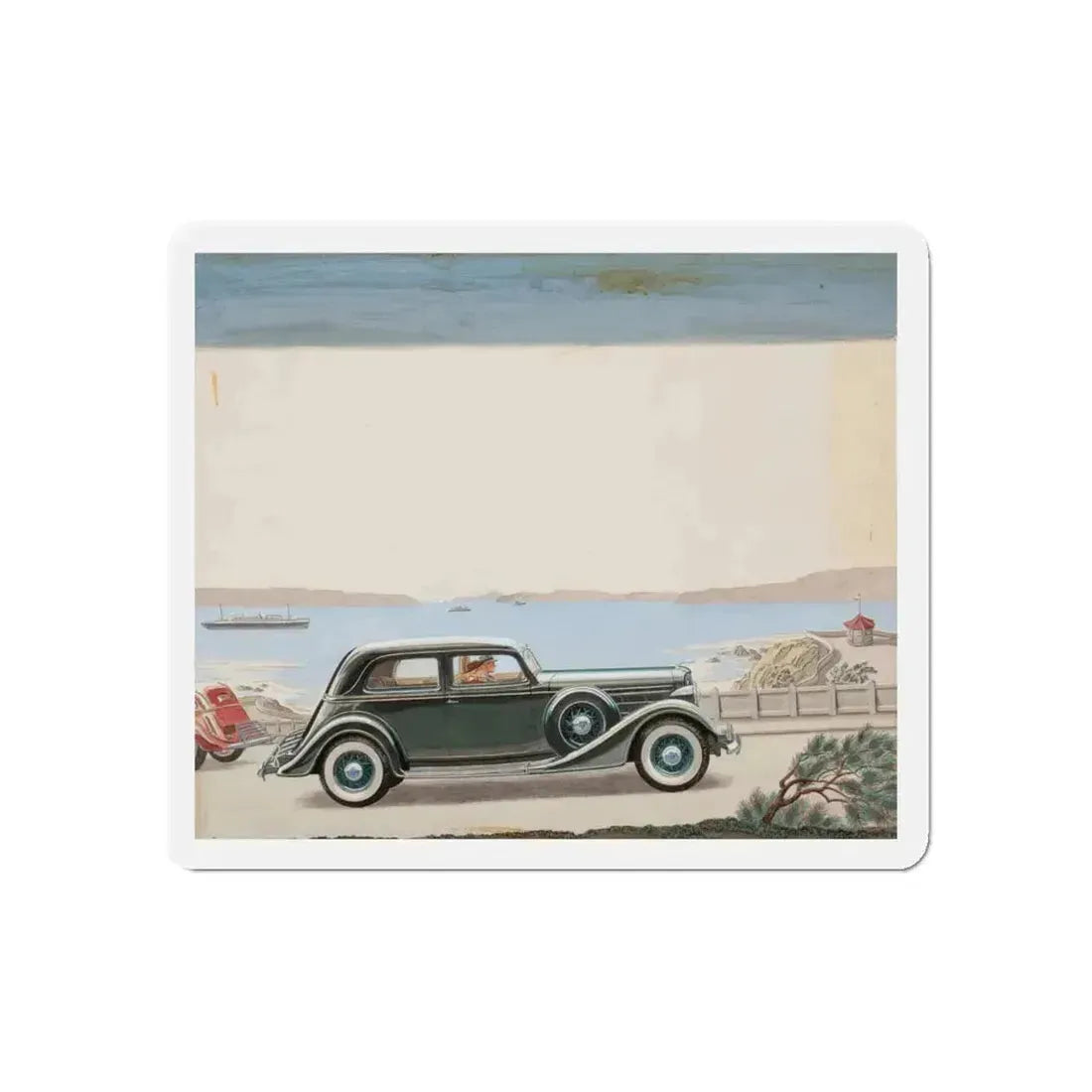 Pair of car advertisements (1) (Magazine Illustration) Refrigerator Magnet 6 Inch Die-Cut - The Sticker Space