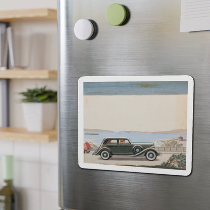 Pair of car advertisements (1) (Magazine Illustration) Refrigerator Magnet-The Sticker Space