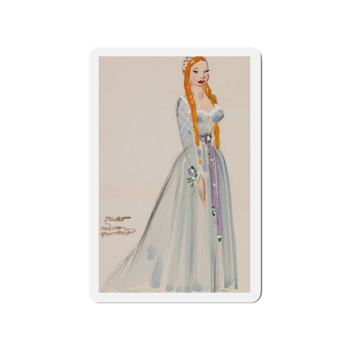 Pair of costume design sketches (2) (Magazine Illustration) Refrigerator Magnet-2" x 2"-The Sticker Space