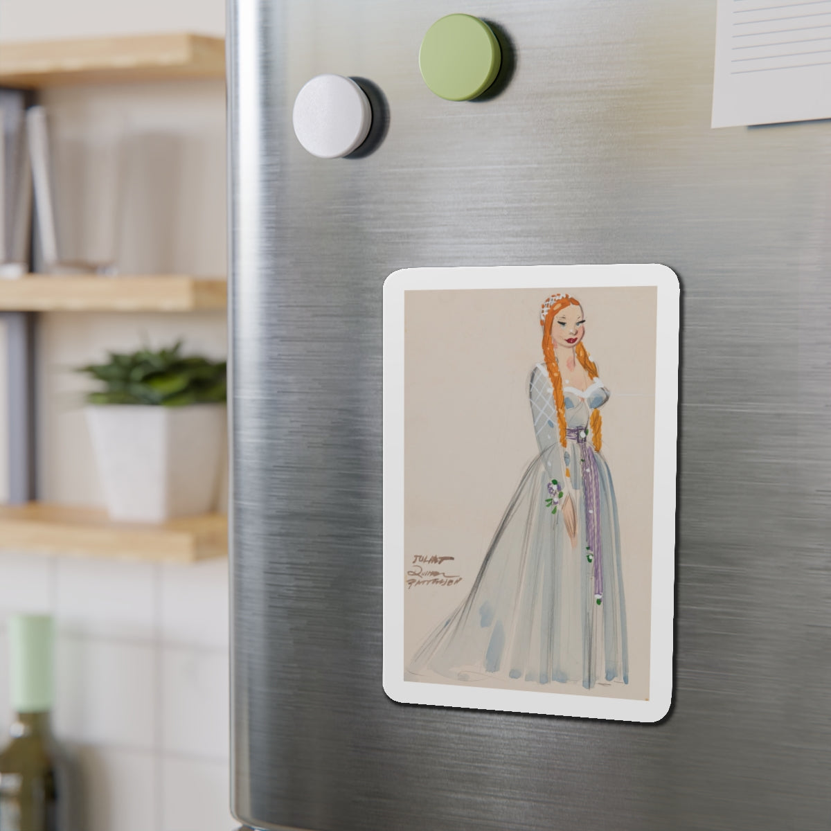 Pair of costume design sketches (2) (Magazine Illustration) Refrigerator Magnet-The Sticker Space