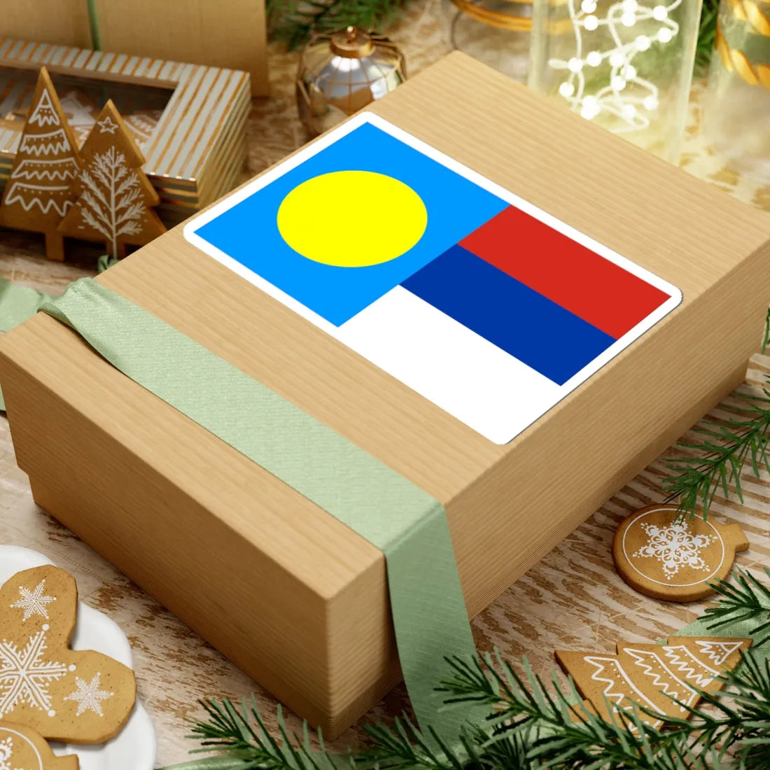 Palau-Serbia-Flags (Palau) STICKER Vinyl Kiss-Cut Decal - The Sticker Space