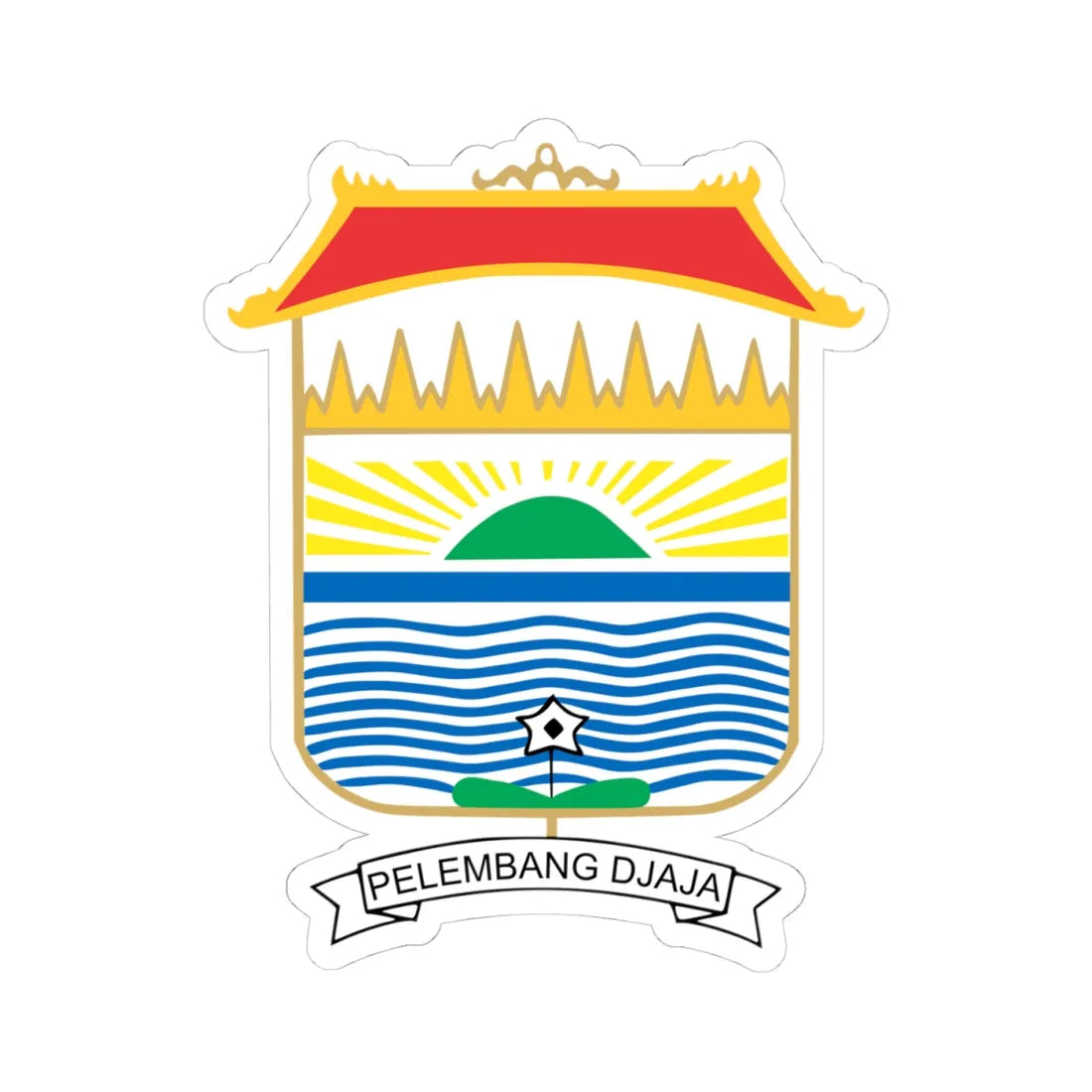 Palembang CoA (Indonesia) (Coat of Arms) STICKER Vinyl Kiss-Cut Decal 4 Inch White - The Sticker Space