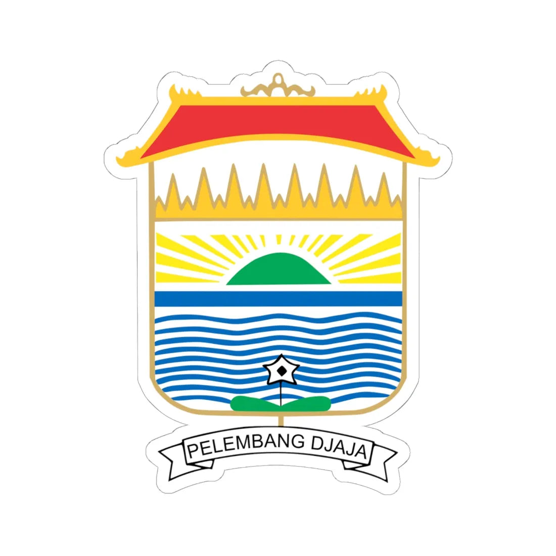 Palembang CoA (Indonesia) (Coat of Arms) STICKER Vinyl Kiss-Cut Decal 6 Inch White - The Sticker Space