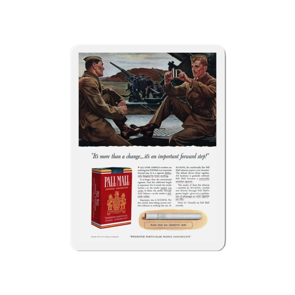 Pall Mall ad, Liberty, February 8, 1941 (Magazine Illustration) Refrigerator Magnet-6 × 6"-The Sticker Space