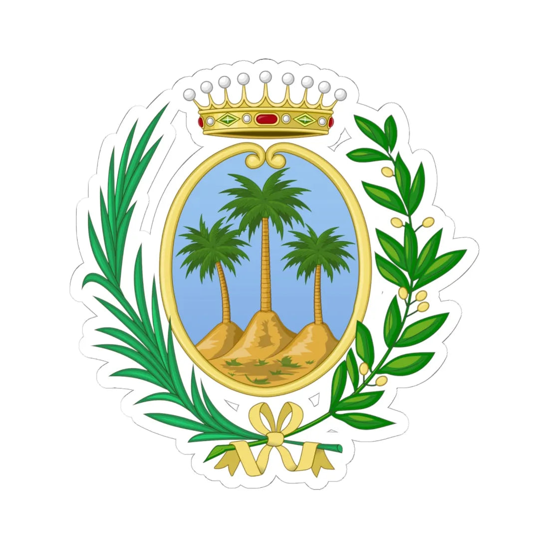 Palma di Montechiaro-Stemma (Italy) (Coat of Arms) STICKER Vinyl Kiss-Cut Decal 6 Inch White - The Sticker Space