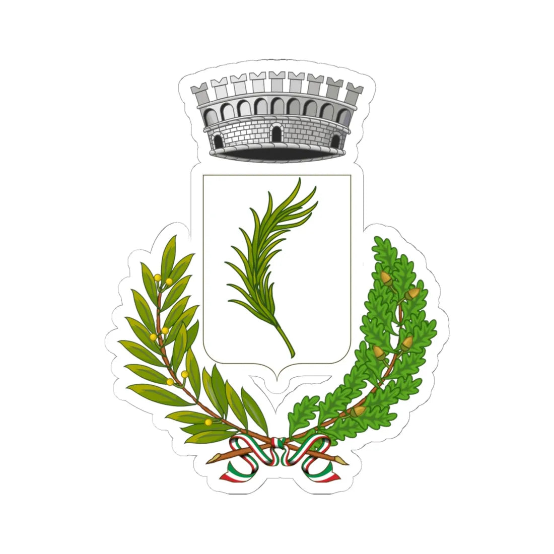 Palmariggi-Stemma (Italy) (Coat of Arms) STICKER Vinyl Kiss-Cut Decal 6 Inch White - The Sticker Space