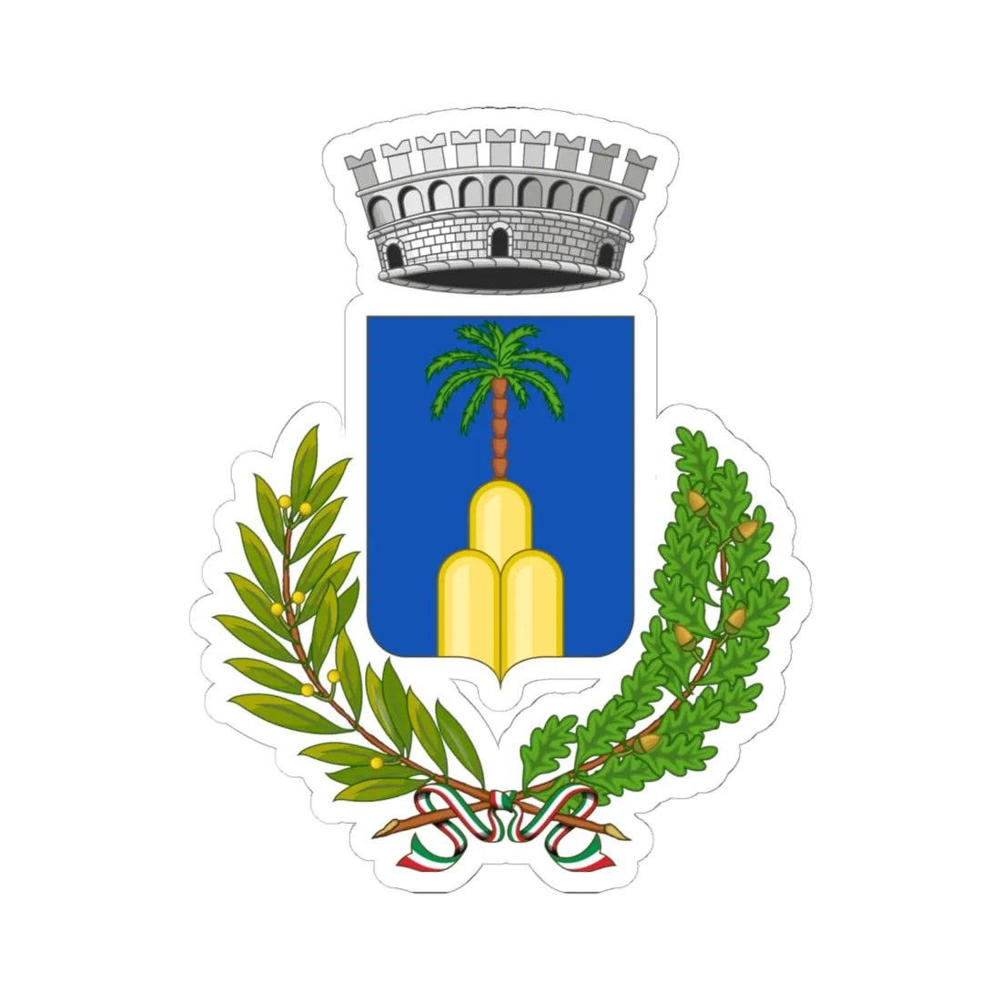 Palmoli-Stemma (Italy) (Coat of Arms) STICKER Vinyl Kiss-Cut Decal 6 Inch White - The Sticker Space