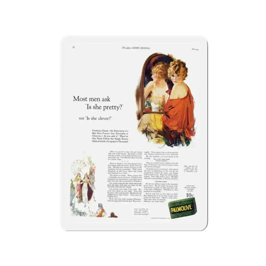 Palmolive ad, Ladies' Home Journal, June 1924 (Magazine Illustration) Refrigerator Magnet 2 Inch Die-Cut - The Sticker Space