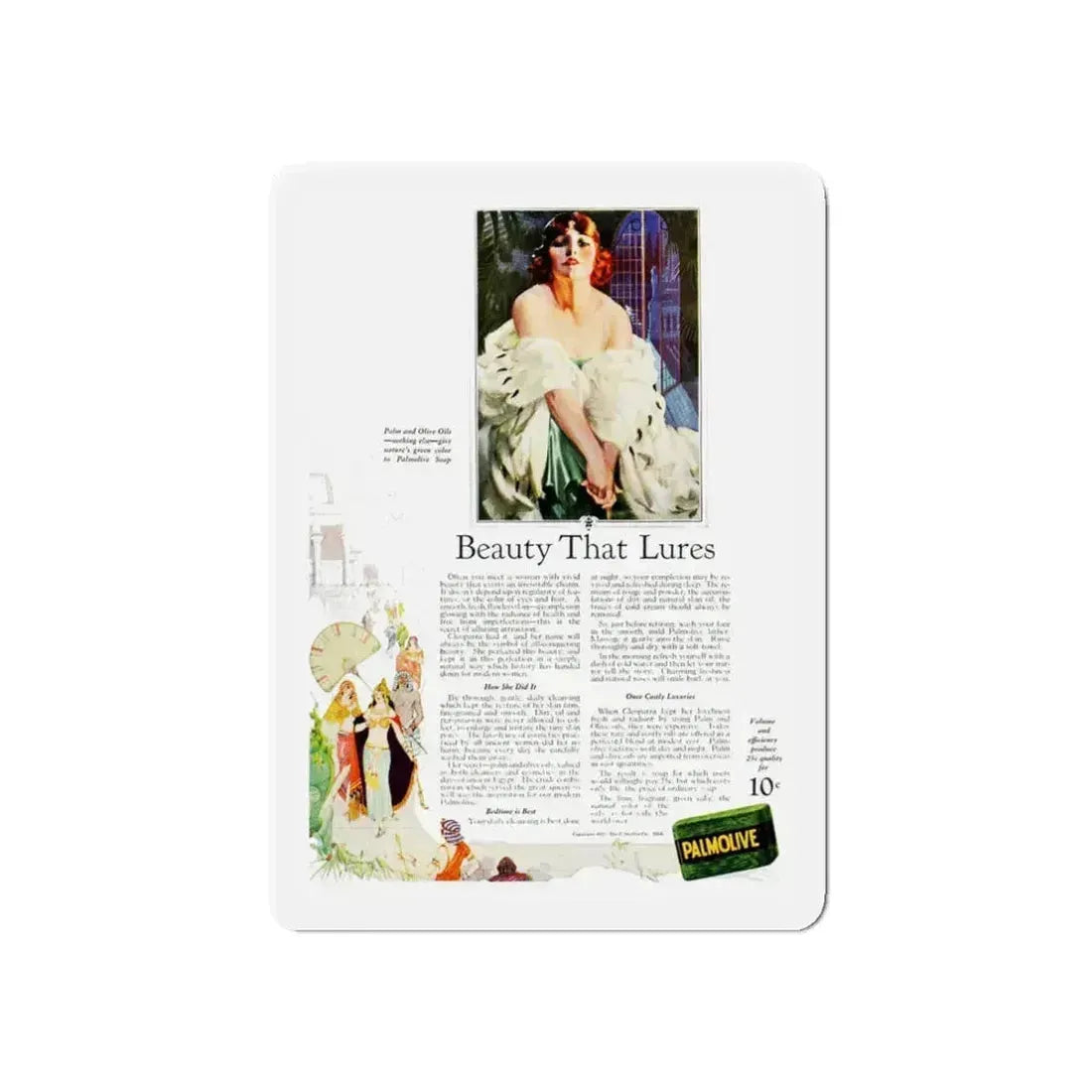 Palmolive ad, Ladies' Home Journal, September 1923 (Magazine Illustration) Refrigerator Magnet 3 Inch Die-Cut - The Sticker Space