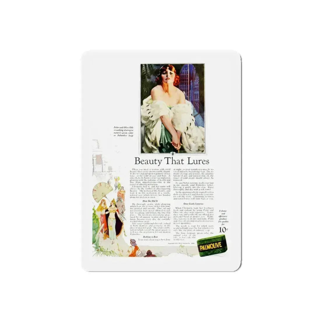 Palmolive ad, Ladies' Home Journal, September 1923 (Magazine Illustration) Refrigerator Magnet 4 Inch Die-Cut - The Sticker Space