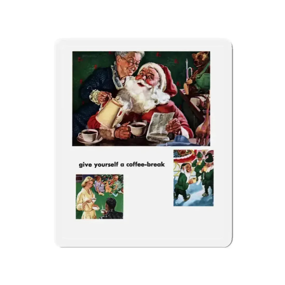 Pan-American Coffee Bureau ad, This Week Magazine, December 21, 1952 (Magazine Illustration) Refrigerator Magnet 2 Inch Die-Cut - The Sticker Space