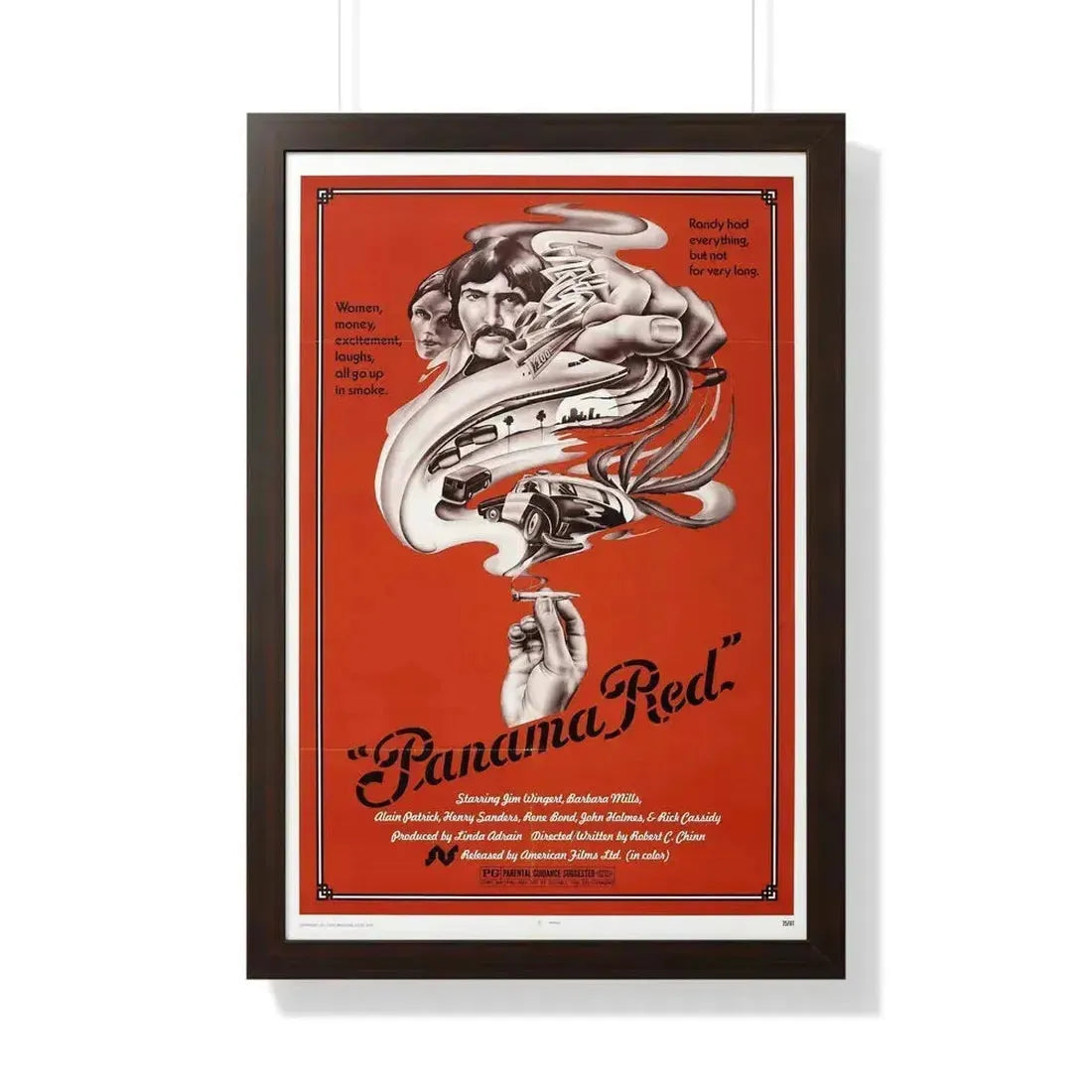 PANAMA RED 1976 - Framed Movie Poster 20" x 30" Walnut - The Sticker Space