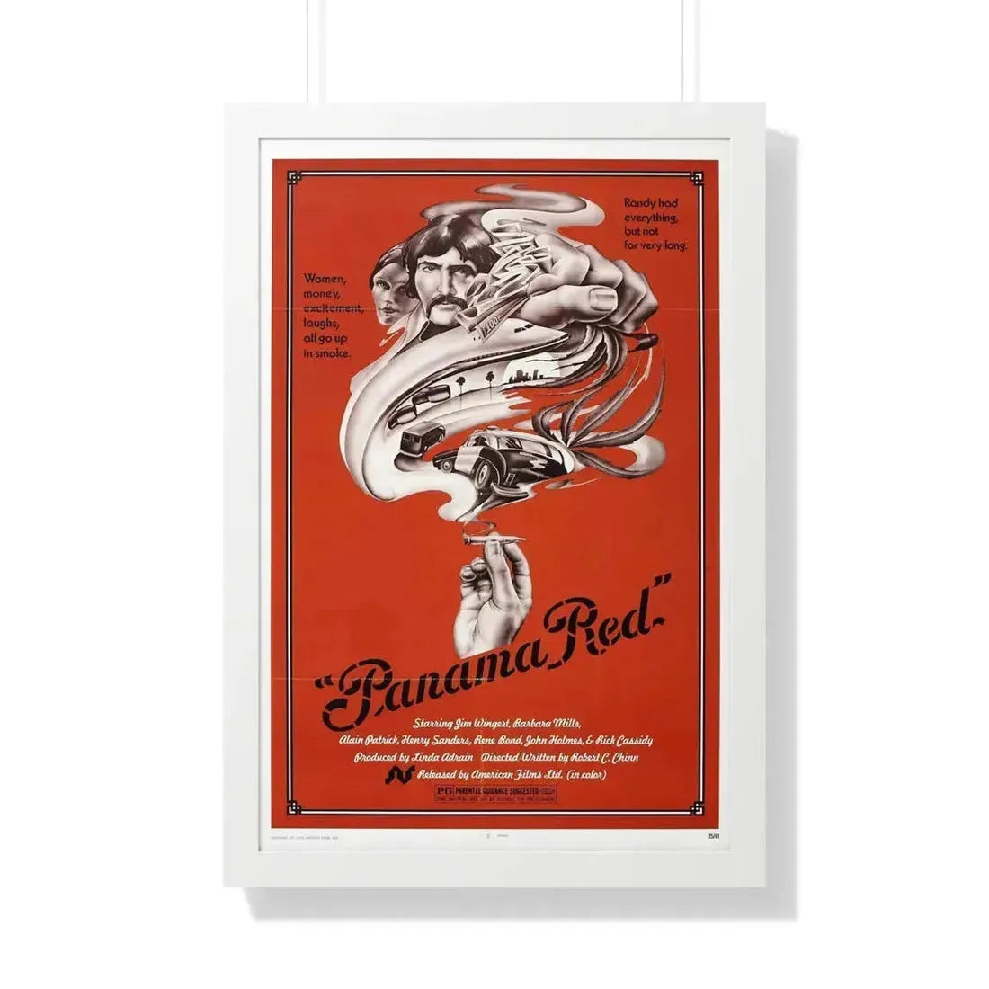 PANAMA RED 1976 - Framed Movie Poster 20" x 30" White - The Sticker Space