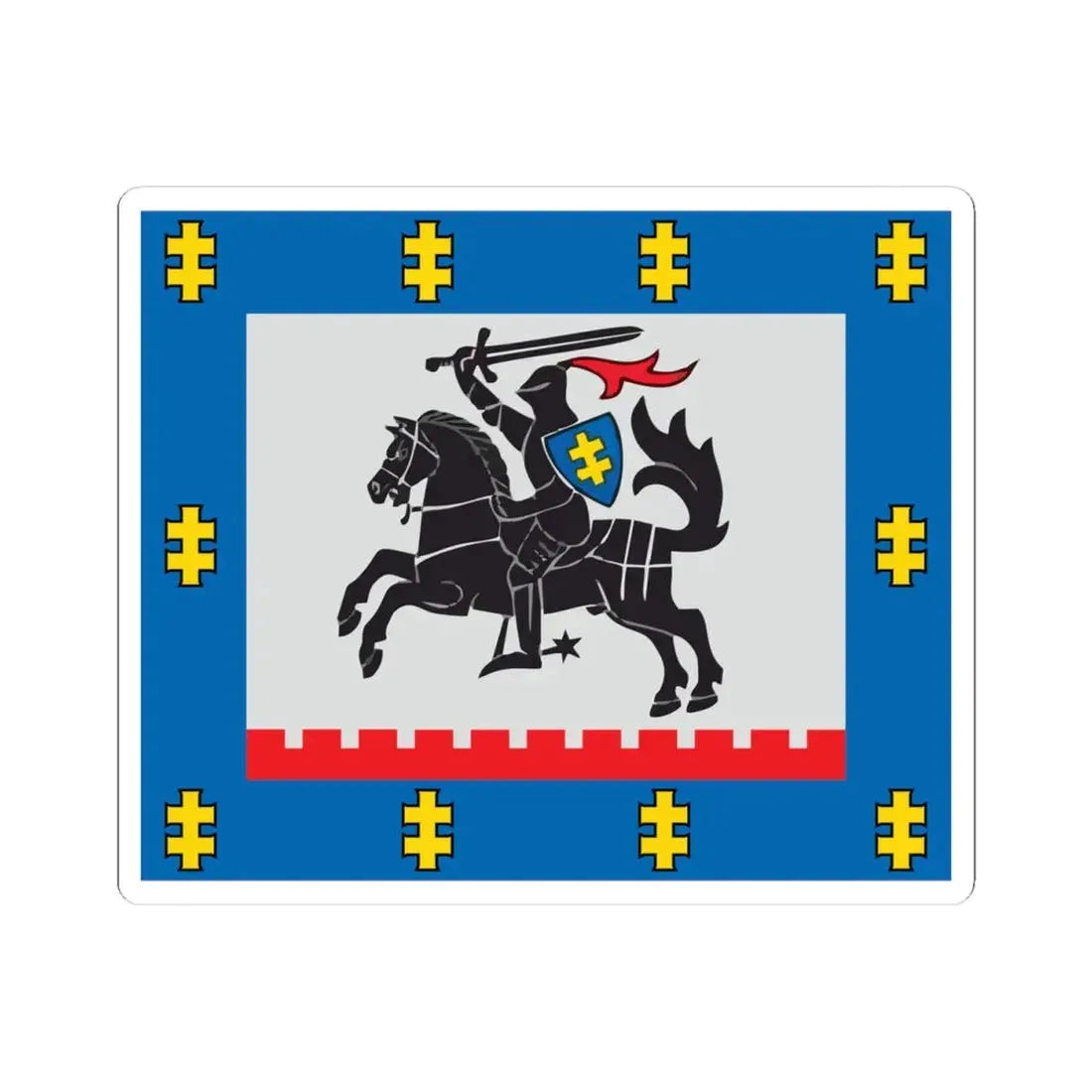 Panevezys County flag (Lithuania) STICKER Vinyl Kiss-Cut Decal 4 Inch White - The Sticker Space