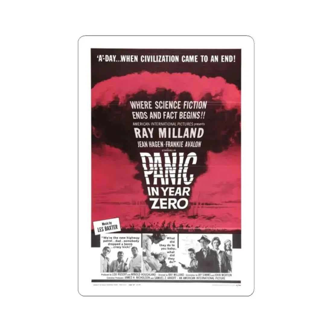 PANIC IN YEAR ZERO 1962 Movie Poster - STICKER Vinyl Kiss-Cut Decal 2 Inch White - The Sticker Space