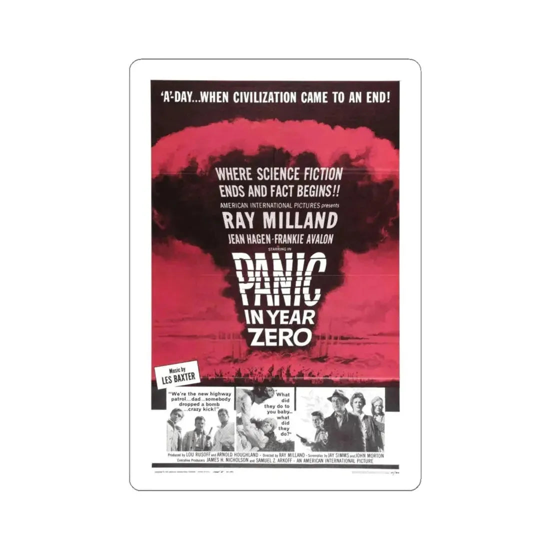 PANIC IN YEAR ZERO 1962 Movie Poster - STICKER Vinyl Kiss-Cut Decal 6 Inch White - The Sticker Space