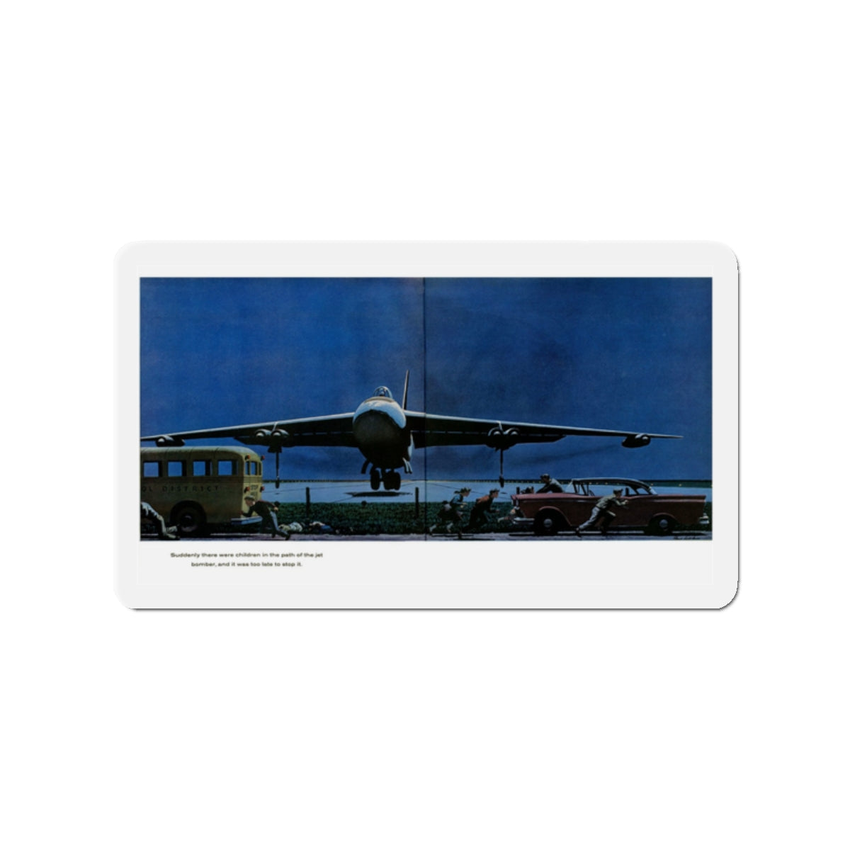 Panic on the Runway, 1958 (Magazine Illustration) Refrigerator Magnet-2" x 2"-The Sticker Space