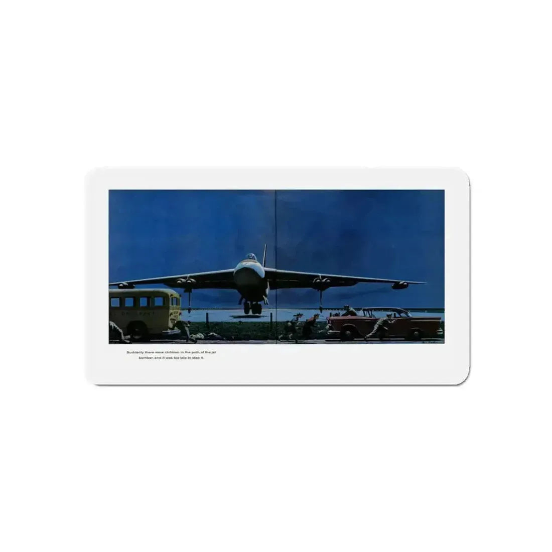 Panic on the Runway, 1958 (Magazine Illustration) Refrigerator Magnet 6 Inch Die-Cut - The Sticker Space