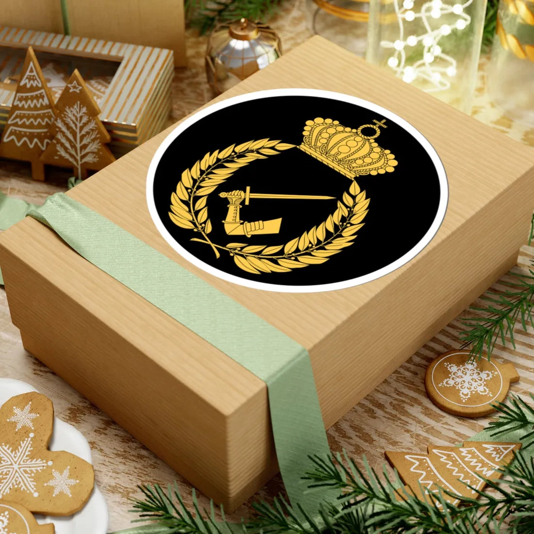 Pansartruppernas officershögskola vapen (Sweden) (Coat of Arms) STICKER Vinyl Kiss-Cut Decal - The Sticker Space