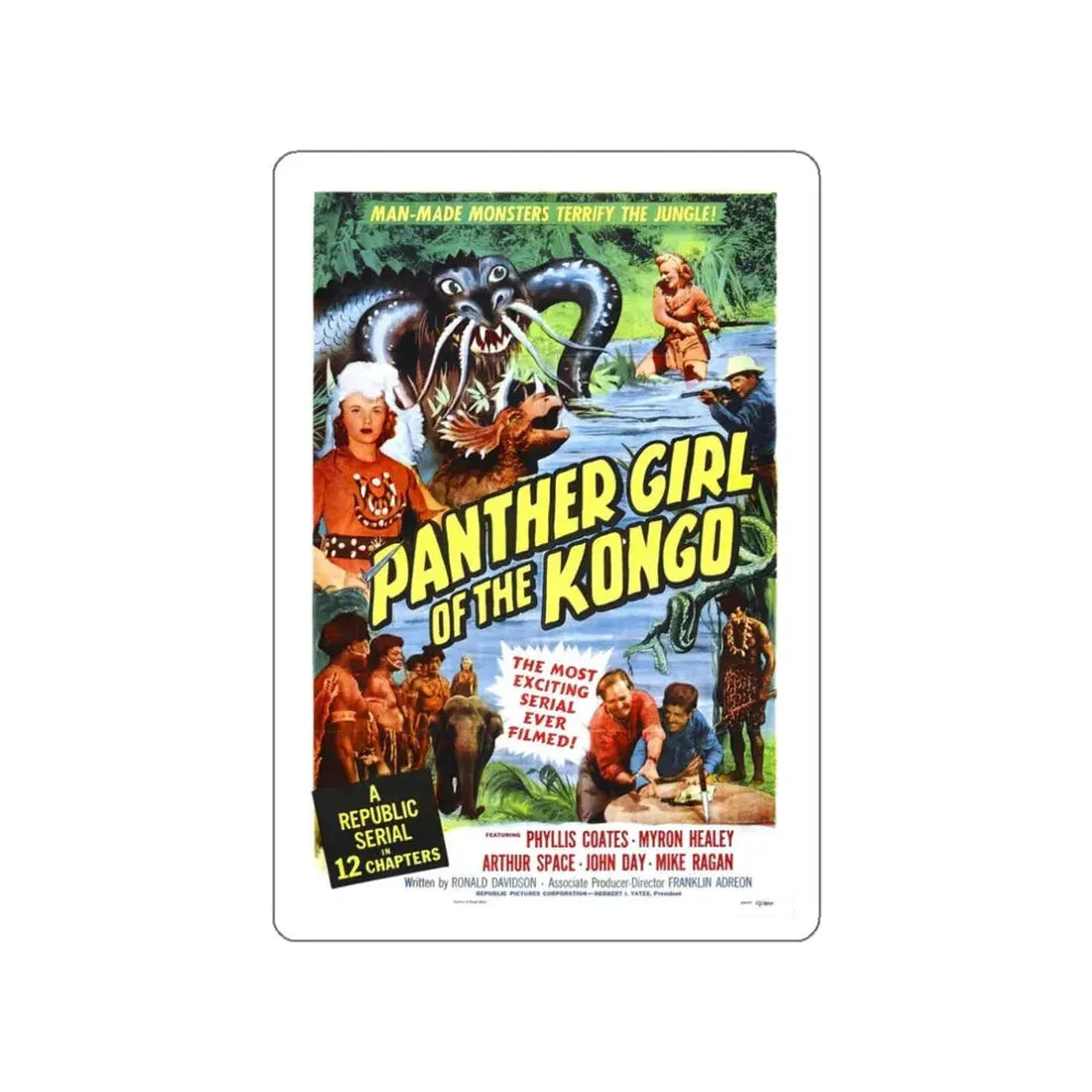 PANTHER GIRL OF THE KONGO 1955 Movie Poster STICKER Vinyl Die-Cut Decal 3 Inch - The Sticker Space