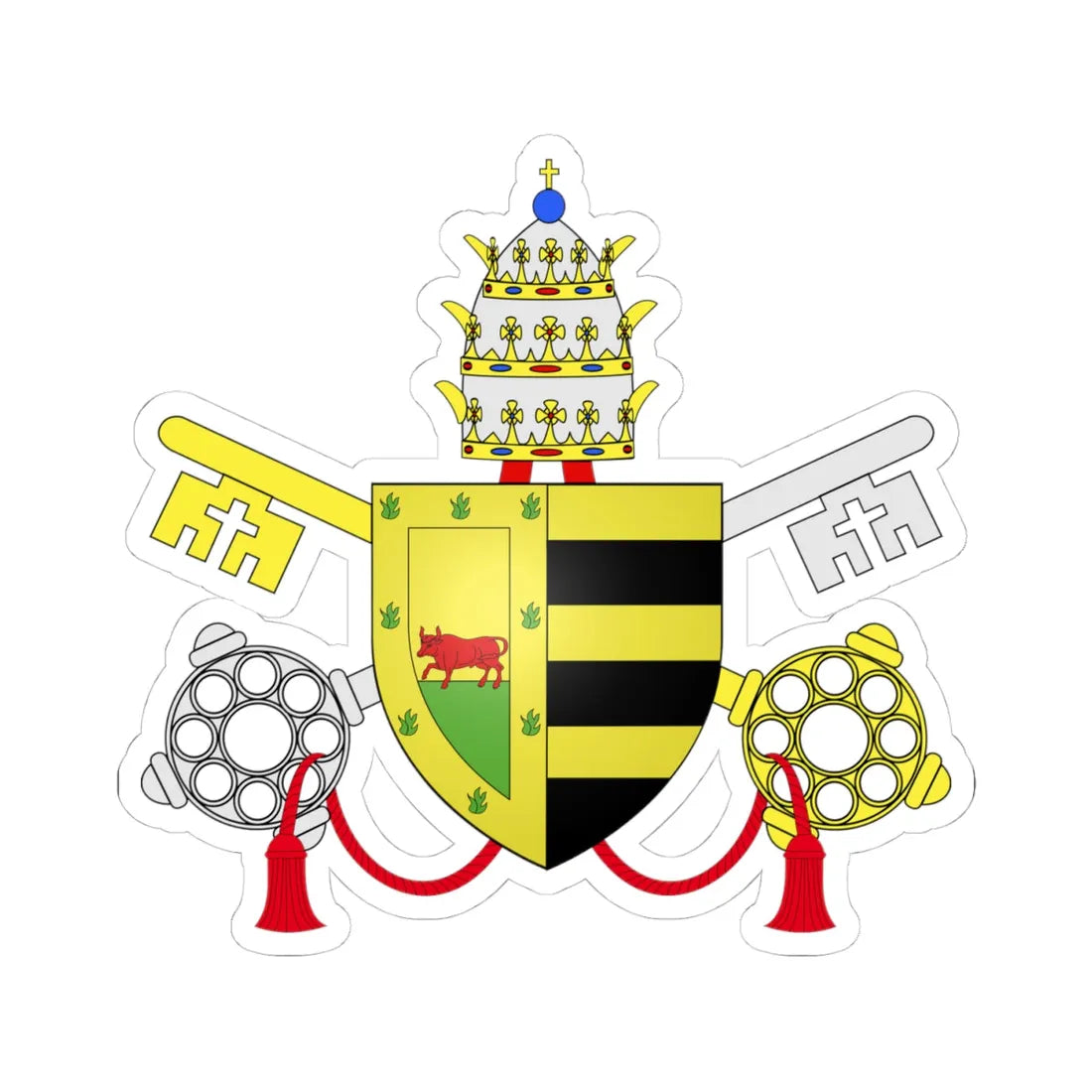 Papal Arms of Alexander VI (Italy) (Coat of Arms) STICKER Vinyl Kiss-Cut Decal 4 Inch White - The Sticker Space