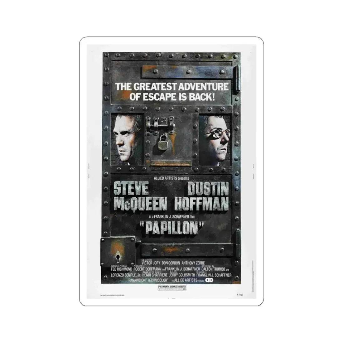 Papillon 1973 Movie Poster - STICKER Vinyl Kiss-Cut Decal 3 Inch White - The Sticker Space