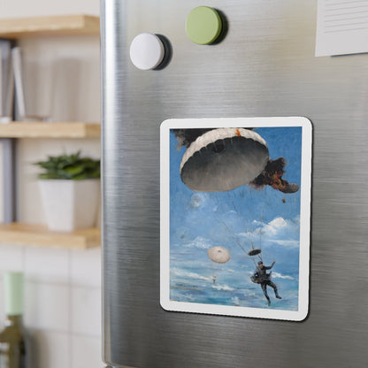 Parachuting to Safety, The Saturday Evening Post story illustration (Magazine Illustration) Refrigerator Magnet-The Sticker Space