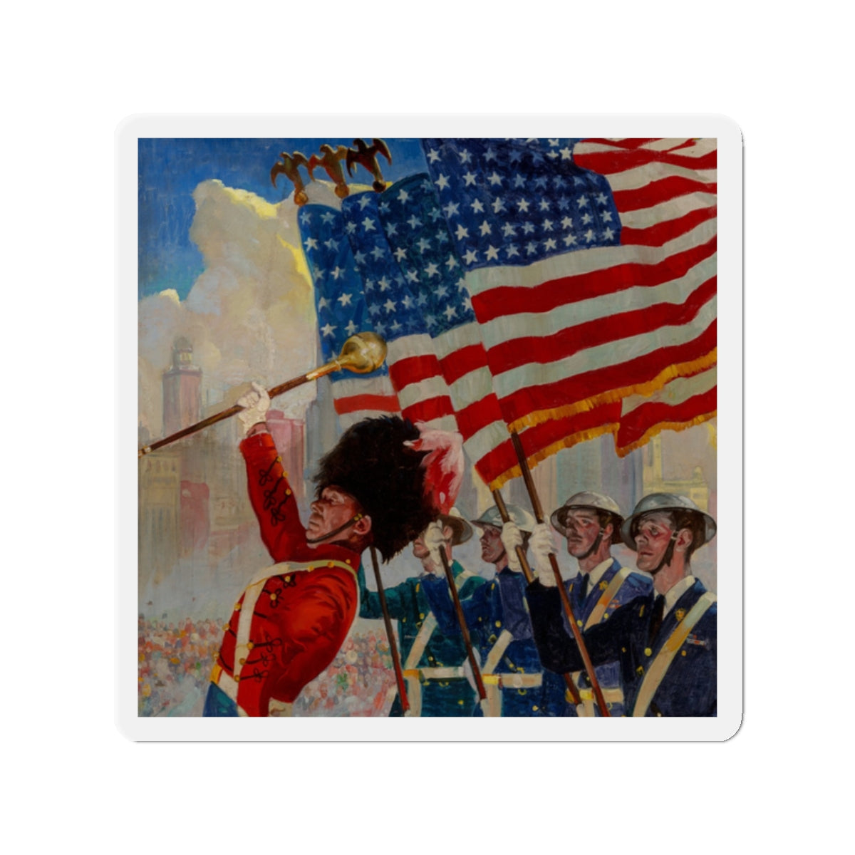 Parade Day, 1939 (Magazine Illustration) Refrigerator Magnet-2" x 2"-The Sticker Space