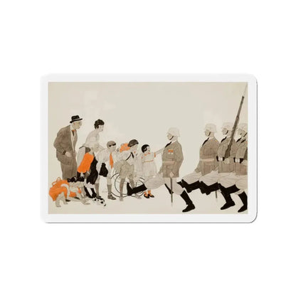 Parading Down the Streets, Collier's story illustration, December 1941 (Magazine Illustration) Refrigerator Magnet 3 Inch Die-Cut - The Sticker Space