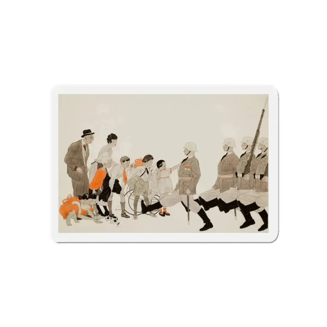 Parading Down the Streets, Collier's story illustration, December 1941 (Magazine Illustration) Refrigerator Magnet 6 Inch Die-Cut - The Sticker Space