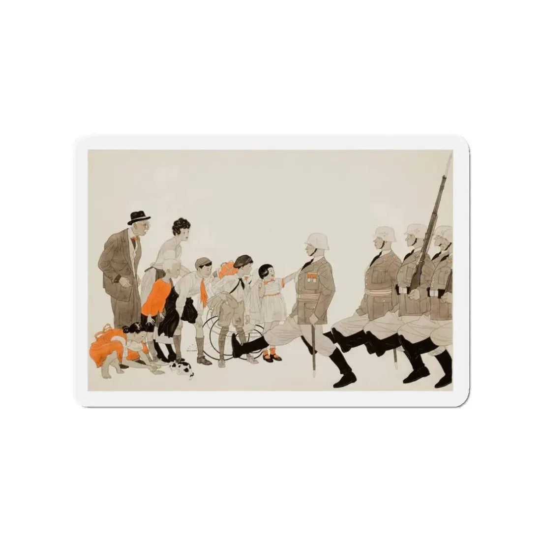 Parading Down the Streets, Collier's story illustration, December 1941 (Magazine Illustration) Refrigerator Magnet - The Sticker Space