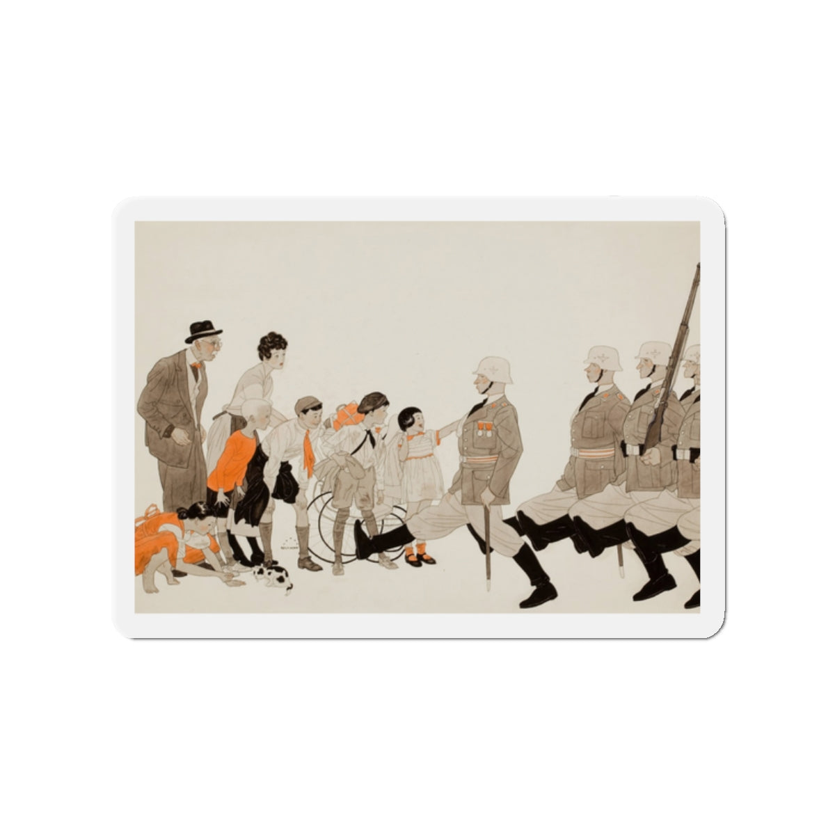 Parading Down the Streets, Collier's story illustration, December 1941 (Magazine Illustration) Refrigerator Magnet-2" x 2"-The Sticker Space