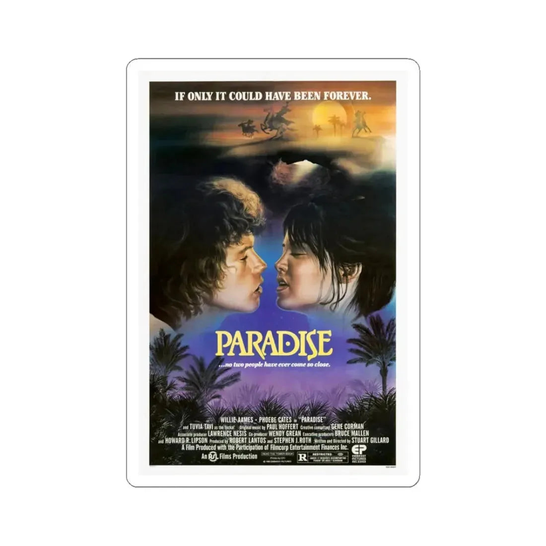 Paradise 1982 Movie Poster - STICKER Vinyl Kiss-Cut Decal 3 Inch White - The Sticker Space